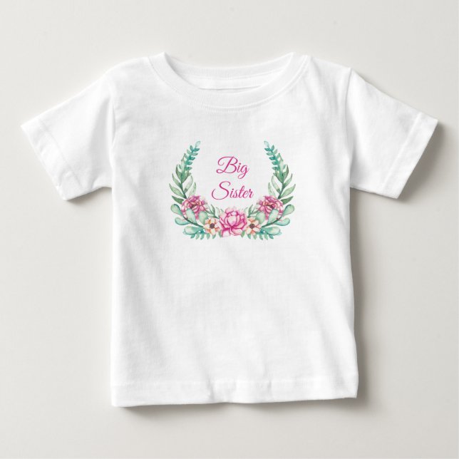 Rosa Peonies Big (eller Little Sister) T Shirt (Framsida)