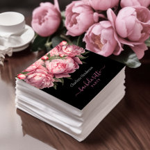 Rosa Peonies Black Bachelorette Party