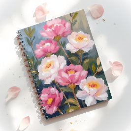 Rosa Peonies Blombukett Målning Anteckningsbok