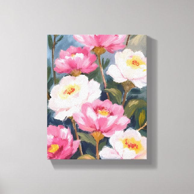 Rosa Peonies Blombukett Målning Canvastryck (Framsida)