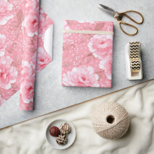 Rosa Peonies Blommig Guld Elegant Presentpapper