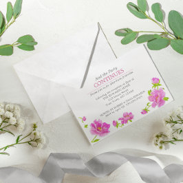 Rosa Peonies Blommig Silver Efterfest Inbjudan