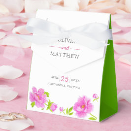 Rosa Peonies Blommigt Grönt Bröllop Cake Favoritbo Presentaskar