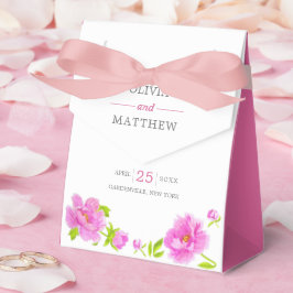 Rosa Peonies Blommigt Magenta Wedor Favor Box Presentaskar
