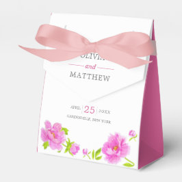 Rosa Peonies Blommigt Magenta Wedor Favor Box Presentaskar