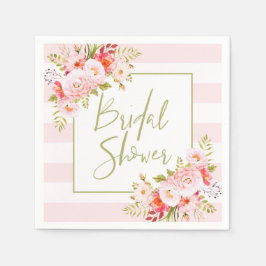 Rosa Peonies Blommigt Möhippa Papper Napkins Pappersservett