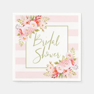 Rosa Peonies Blommigt Möhippa Papper Napkins Pappersservett