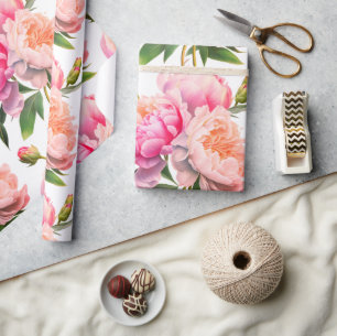 Rosa Peonies Blommigt Möhippa Presentpapper