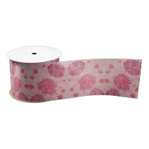 Rosa Peonies Blommigt Satin Gift Ribbon
