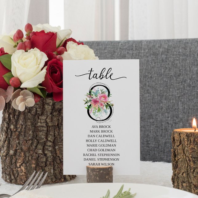 Rosa Peonies Bord åtta Bordnummer Inbjudningar (Skapare uppladdad)