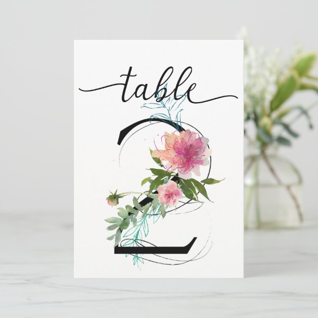 Rosa Peonies Bord två Bordsnummer (Stående Fram)