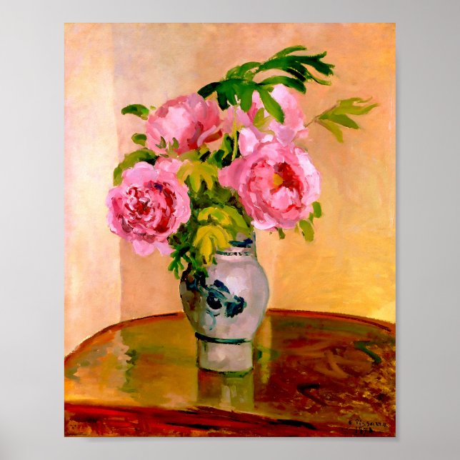 Rosa Peonies Bouquet av Camille Pissarro Poster (Framsidan)