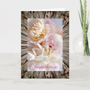 Rosa Peonies Bröllop Card Kort