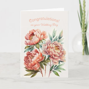 Rosa Peonies Bröllop Grattisars Bouquet Kort