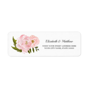 Rosa Peonies Bröllop Returetiketter Returadress Etikett