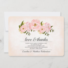 Rosa Peonies Bröllop Tack-fotokort Tack Kort