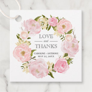 Rosa Peonies Bröllop Tack Gåvor Etiketter