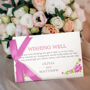 Rosa Peonies Bröllop Wishing well Tilläggskort