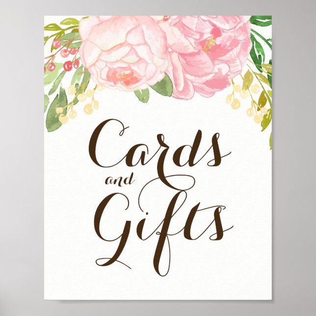 Rosa Peonies Cards and Gifts Sign (8x10) Poster (Framsidan)
