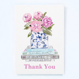 Rosa Peonies Chinoiserie Vas Bok Stack Tack Anteckningskort