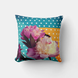 Rosa Peonies & Dots Anpassningsbar Cushion Kudde