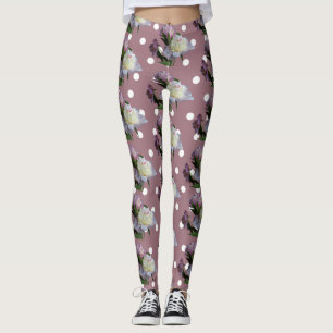 Rosa Peonies Elegant Anpassningsbar Leggings