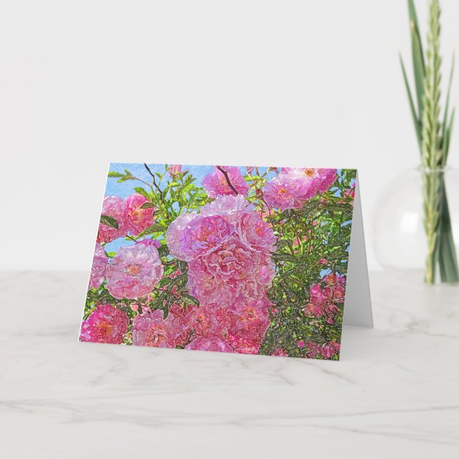 Rosa Peonies-Färgpenna-kort Kort (Framsida)