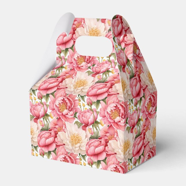 Rosa Peonies Festspresentlåda Presentaskar (Framsidan Sidan)