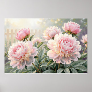 Rosa Peonies Finkonsttryck – Elegant blomsterolja Poster