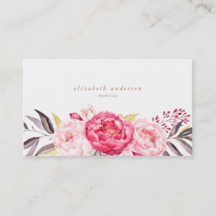 Rosa Peonies Flowers Watercolor Affärskort Visitkort