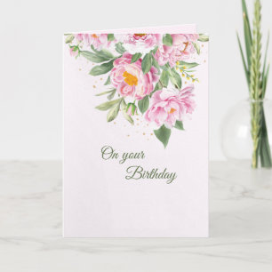 Rosa Peonies födelsedagskort Kort