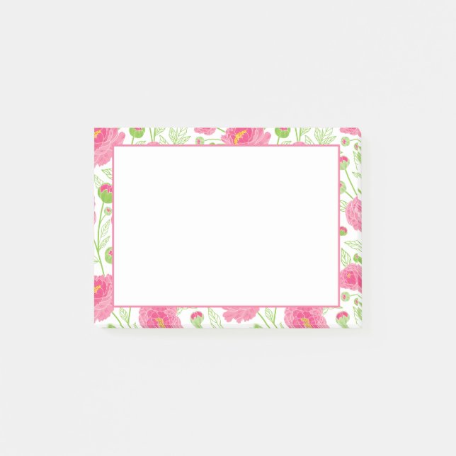 Rosa Peonies Garden Post-it Block (Framsida)