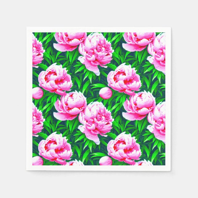 Rosa Peonies Garden Print Pappersservett (Framsidan)
