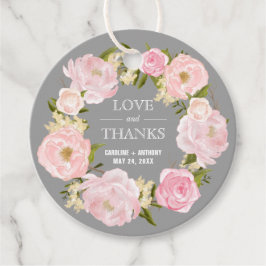  Rosa Peonies Grått Bröllop Tack Gåvor Etiketter