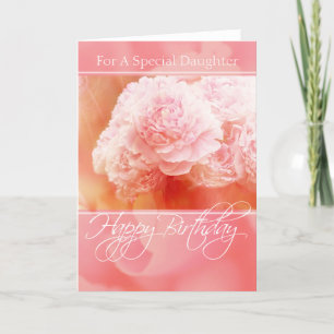Rosa Peonies Grattis på födelsedagen-dotterkort Kort