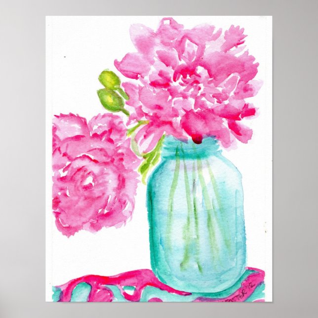 Rosa Peonies in Canning Burk Poster (Framsidan)