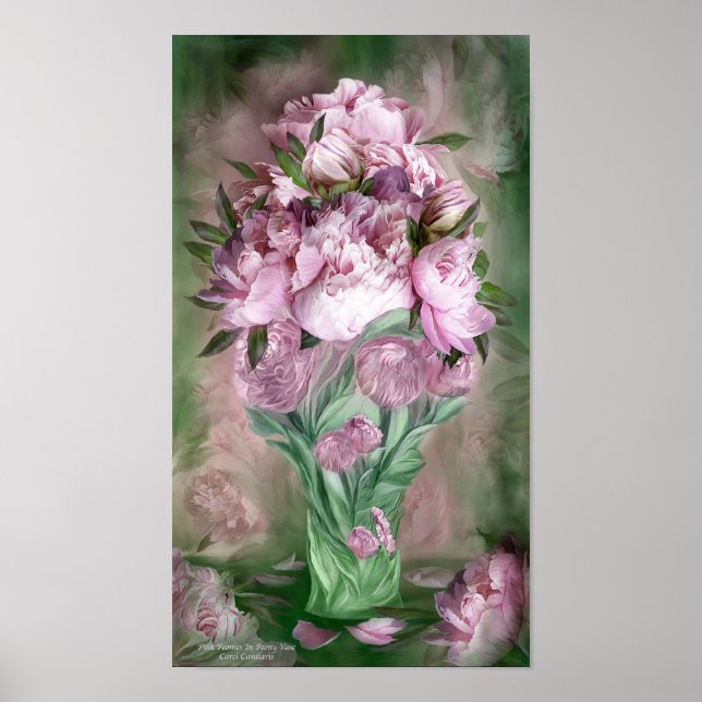 Rosa Peonies in Peony Vas Art Poster/skriver ut Poster (Framsidan)