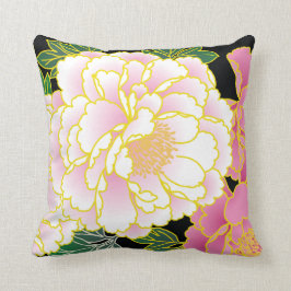 Rosa Peonies Japansk Blommigt Kimono Kudde