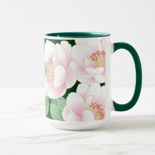 Rosa Peonies Japansk Blommigt Kimono Mugg
