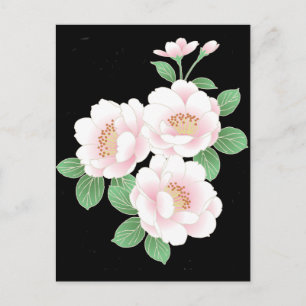 Rosa Peonies Japansk Blommigt Kimono Vykort