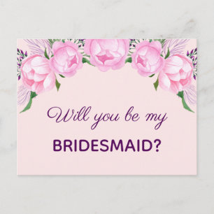 Rosa Peonies   Kommer du att bli min bridesmaid? Inbjudan Vykort