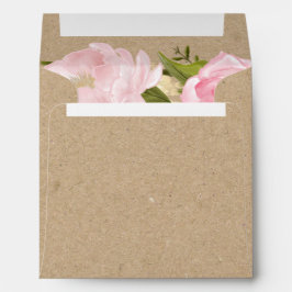  Rosa Peonies Kraft Papper Rustic Bröllop