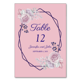 Rosa Peonies Lila Geometric Ram Bröllop Bordsnummer