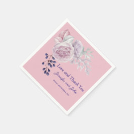 Rosa Peonies Lila Geometric Ram Bröllop Pappersservett
