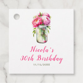 Rosa Peonies Mason Burk födelsedag Gåvor Etiketter