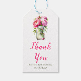 Rosa Peonies Mason Burk födelsedag Presentetikett