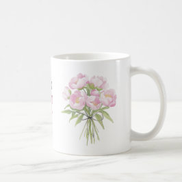 Rosa Peonies med keramisk rosett Kaffemugg