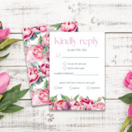  Rosa Peonies Menu Choice Bröllop OSA Kort