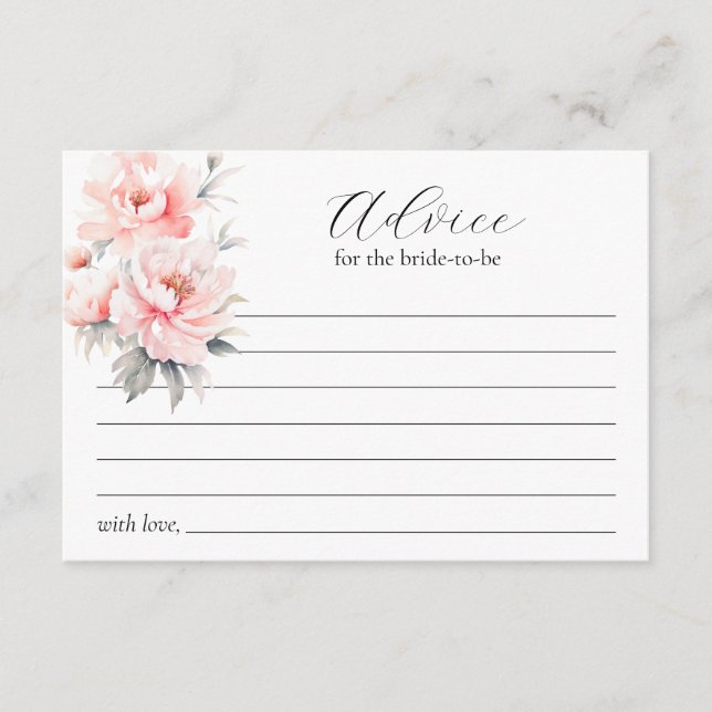 Rosa Peonies Möhippa Bride to be Advice Rådkort (Framsida)