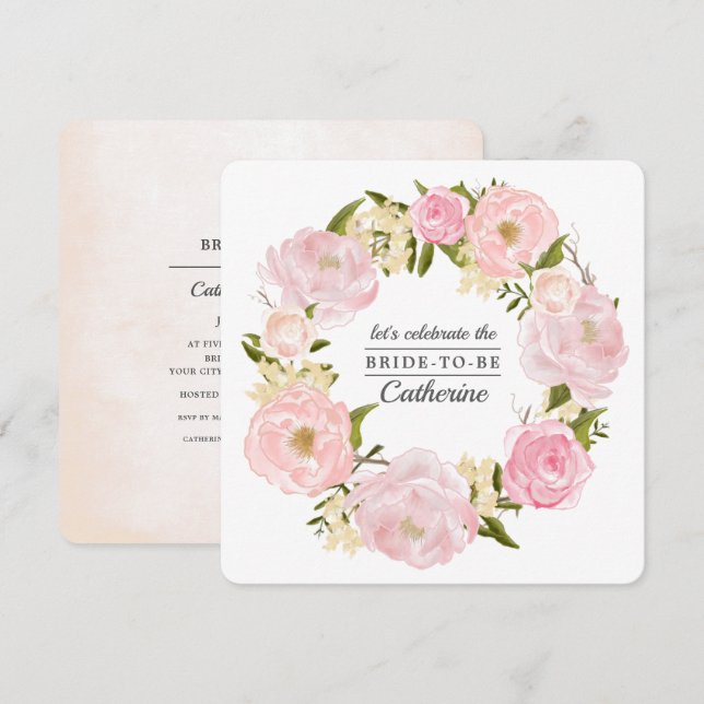  Rosa Peonies Möhippa Inbjudningar (Fram/baksida)